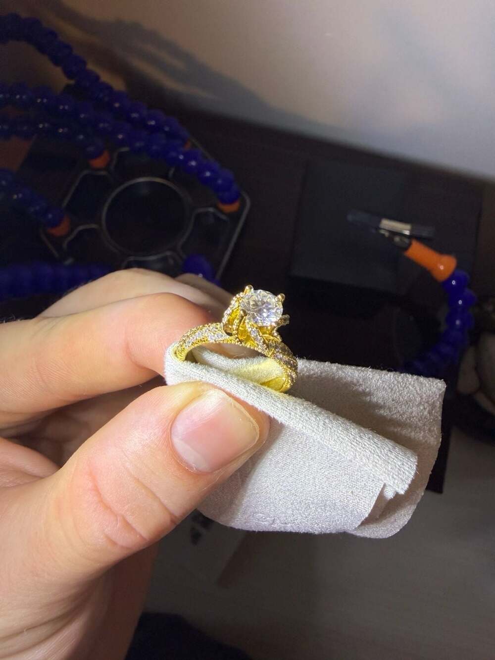 Moissanite Ring Size 6.0mm 0.8ct D Color 18K Yellow Gold